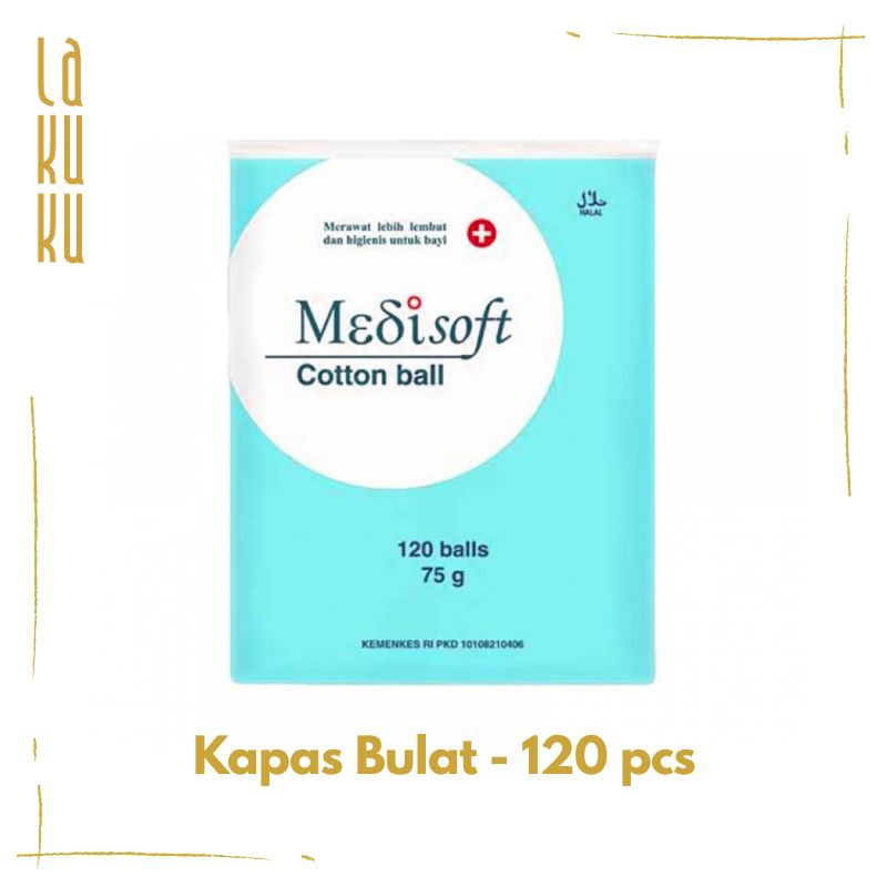 Kapas Medisoft 120 pcs Cotton Ball untuk perawatan kulit bayi