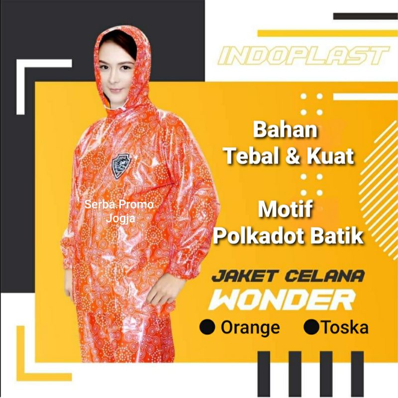 Setelan Jas Hujan Jaket Celana Wonder Indoplast - Jas Hujan Polkadot - Jas Hujan Batik - Jas Hujan Remaja