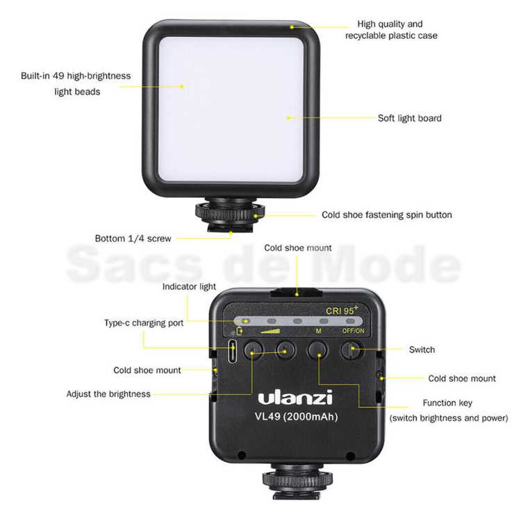 ULANZI VL49 LED  Lampu Studio Video Light VL 49 / 2nd Gen W49 W 49