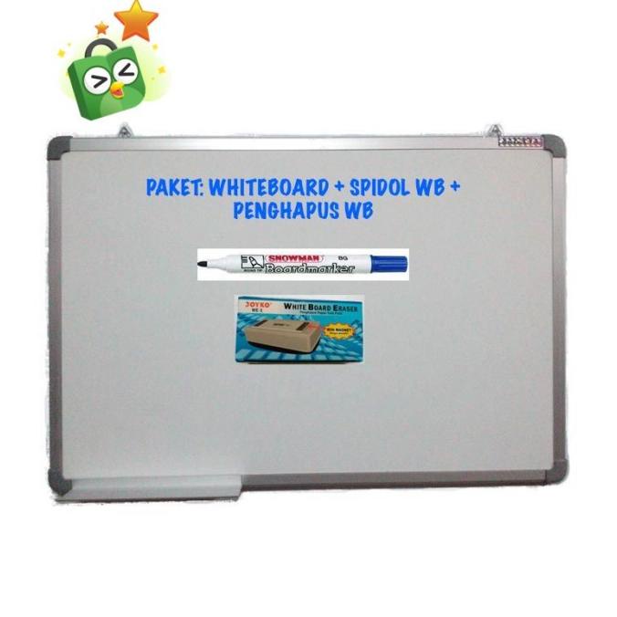 

PAKET Whiteboard Magnetic Sakana 60x90 + Spidol WB + Penghapus WB - Sakana