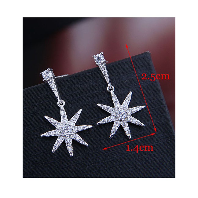 LRC Anting Tusuk Fashion Silver Sun Flower Earrings A59336