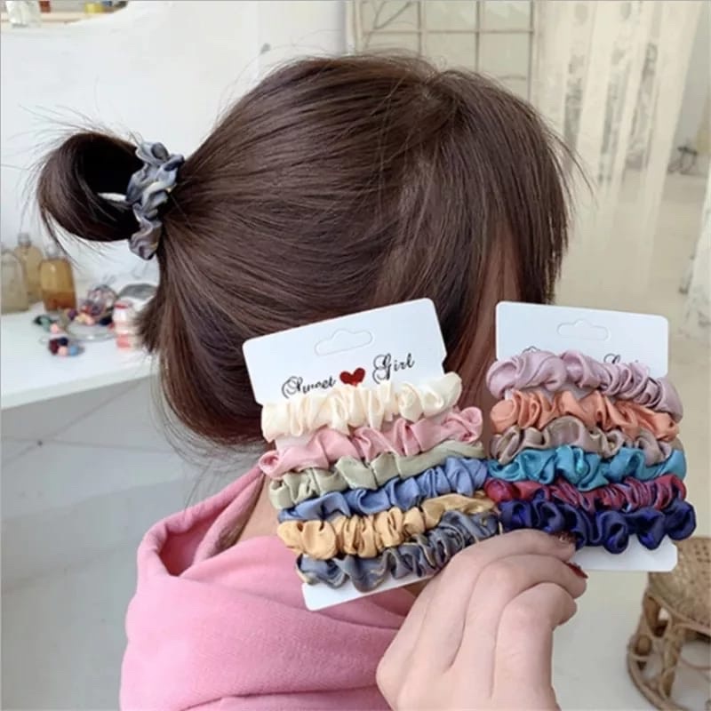 5PCS!!! Ikat Rambut Scrunchie Ikat Rambut Cepol Kunciran ikat Rambut Scrunchie Wanita Fashion Korea Aksesoris Kunciran iket Rambut Scrunchie