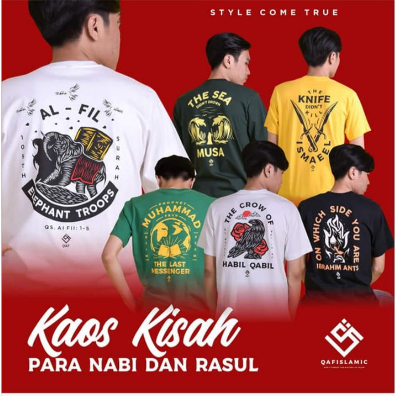 Kaos Dakwah Islami Lengan Pendek Pakaian Pria Baju Distro Qaf Muslim Apparel Original Edisi Nabi