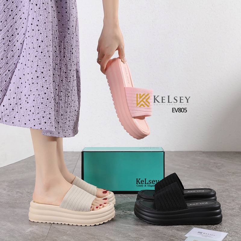 (GRATIS ALAS KAKI) NICOLE Sandal Wedges Wanita Kelsey Import EV805 / Wedges Sandal Wanita