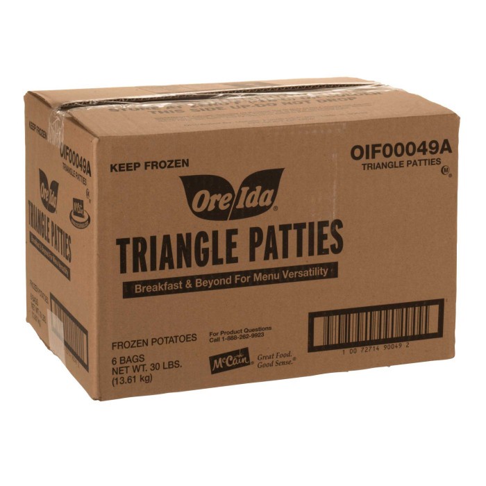 

MCCain Triangle Patties | Hash Brown Potatoes 6 Pack x 2.267 Kg - 1 Ctn