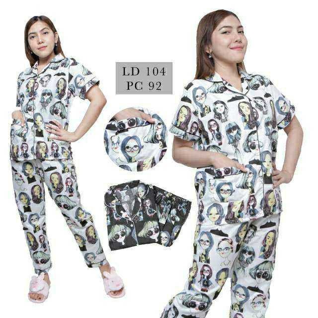 Baju Tidur Piyama Wanita/Cewek Dewasa Pajamas Motif Retro CP/PP/HP/DST