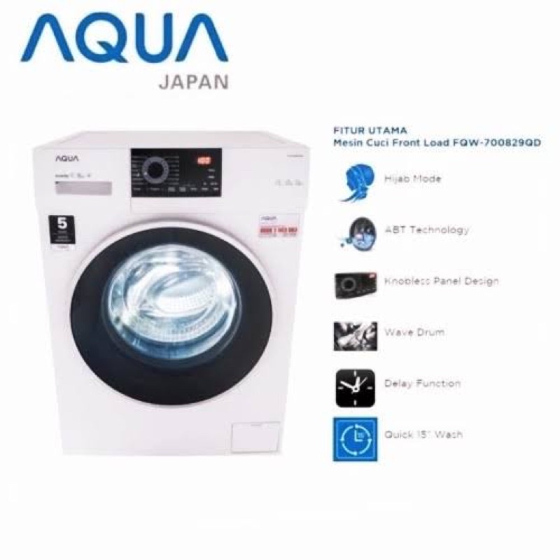 MESIN CUCI AQUA FQW 700829 QD 1 Tabung FRONT LOADING 7 Kg