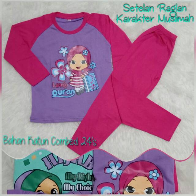 SETELAN ANAK RAGLAN KARAKTER MUSLIMAH