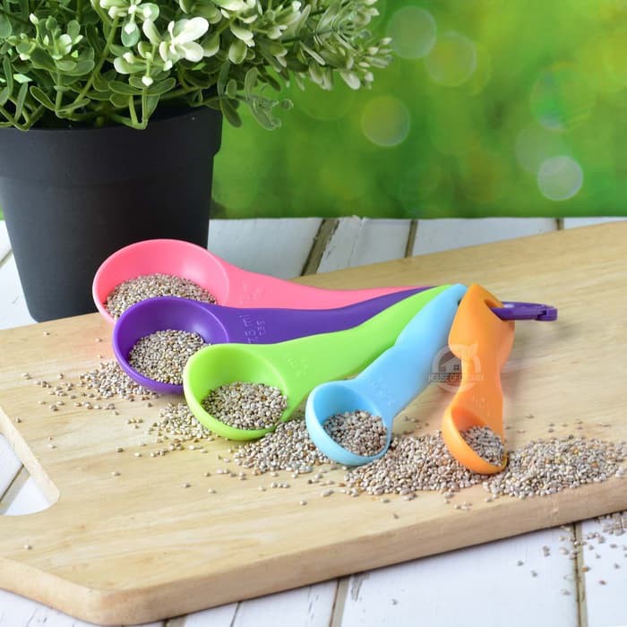 

Promo Colourful 5 in 1 Spoon Set / Sendok Takar Warna Warni