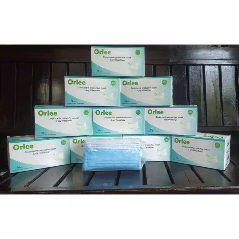 Masker Orlee Hijab masker Headloop Medis Surgical Mask 3ply isi 50 Kemenkes masker 3ply