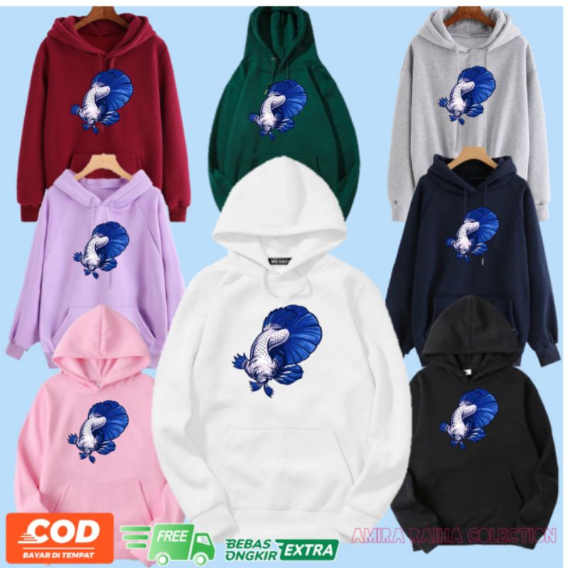 jaket hoodie anak ikan cupang hias/hoodie ikan cupang/jaket gambar cupang 3d