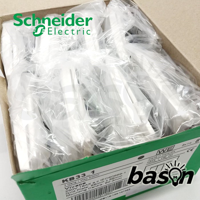 SCHNEIDER Vivace 3 Gang 1 Way Switch - Saklar 3 Tombol 1 Arah