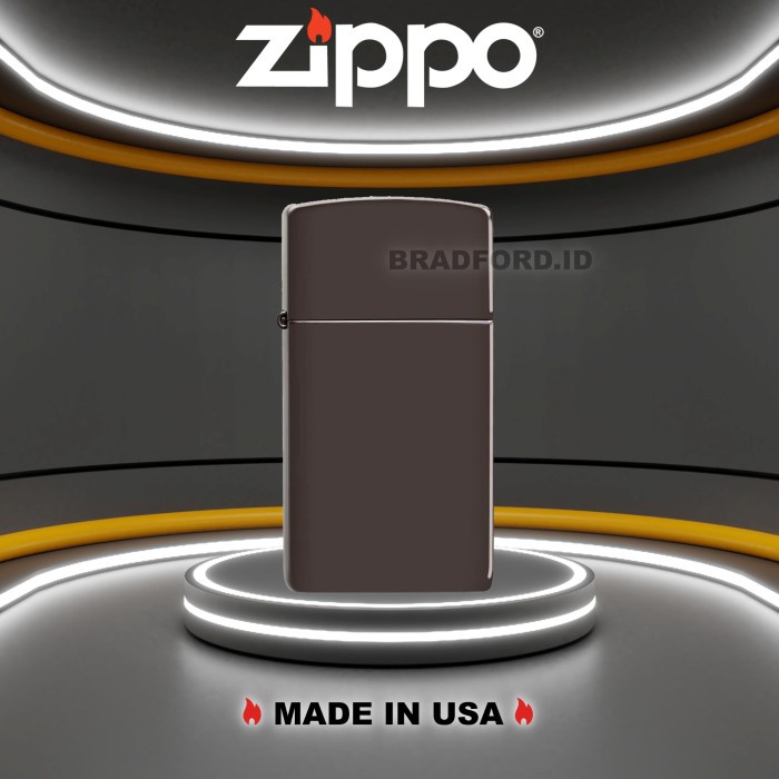 Korek Zippo Original 100% Slim Brown 49266 Made In USA Garansi Resmi