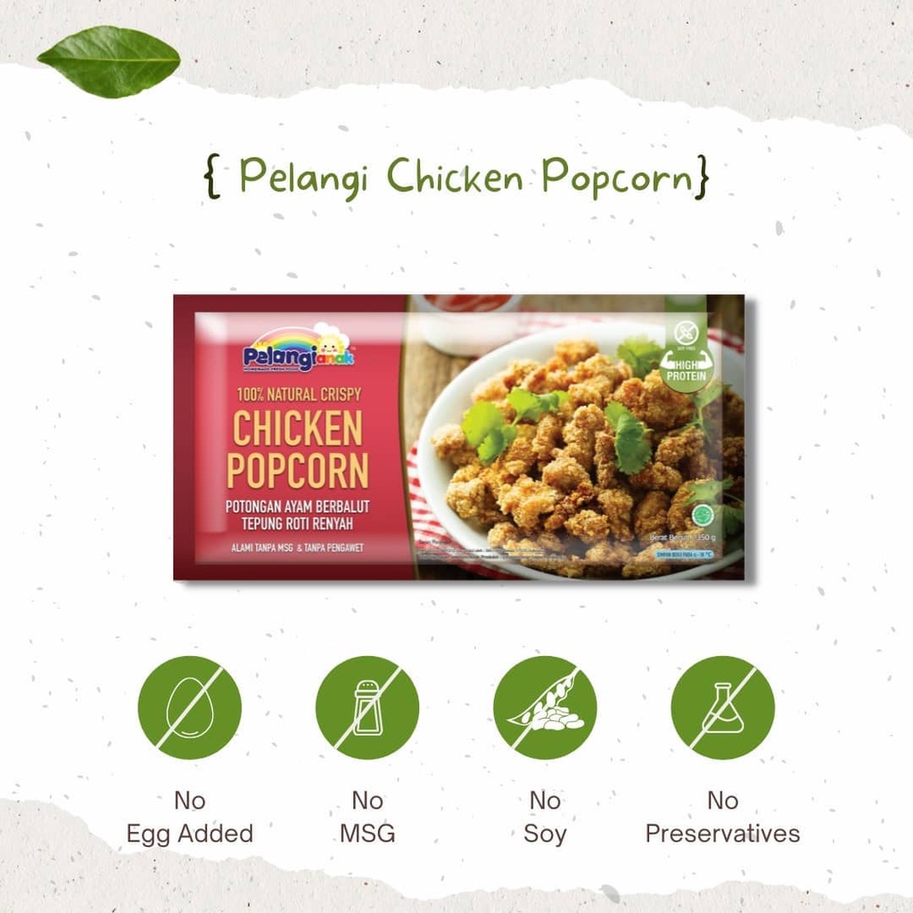 Chicken Crispy Popcorn 100% Dada Ayam Renyah Halal Non MSG Pengawet Pelangi Frozenfood kemasan 350gr