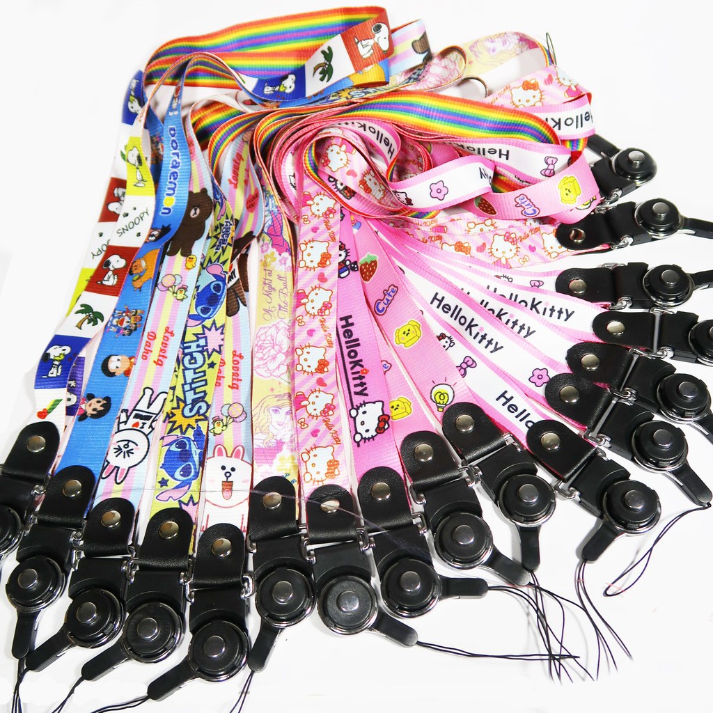 SNAP ON LANYARD ID CARD / TALI GANTUNGAN HP / KUNCI MOTOR KARAKTER STRAP MOTIF RANDOM