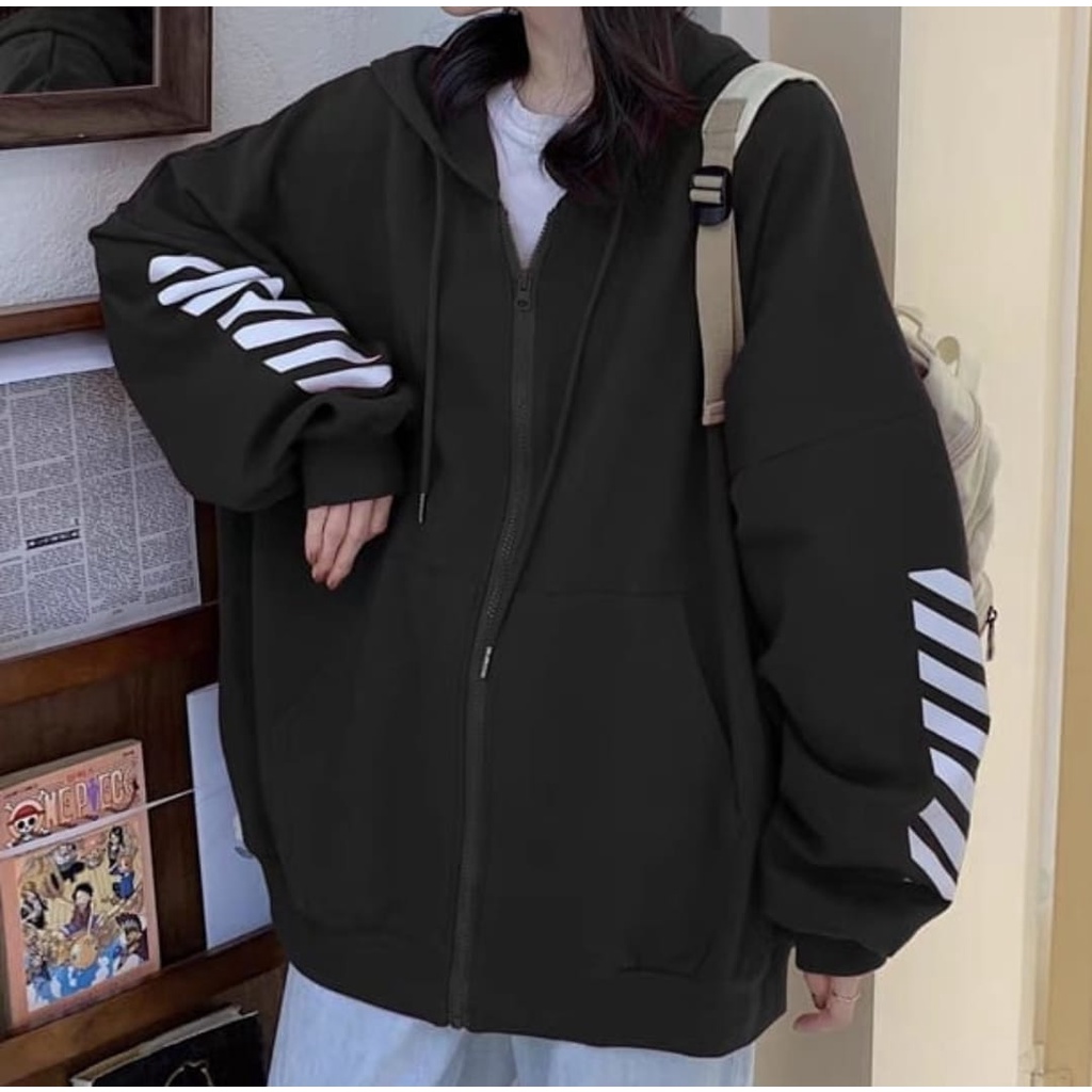 HOODIE ZIPER SWEATER JAKET WANITA / ZEBRA HODIE JAKET SWEATER BAHAN FLEECE TEBAL