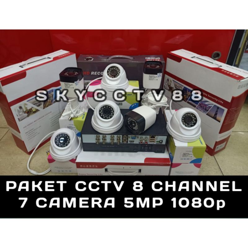 Paket Cctv Xmeye 8 Channel 7 Camera 5Mp Full HD 1080p Komplit+HDD 1TB