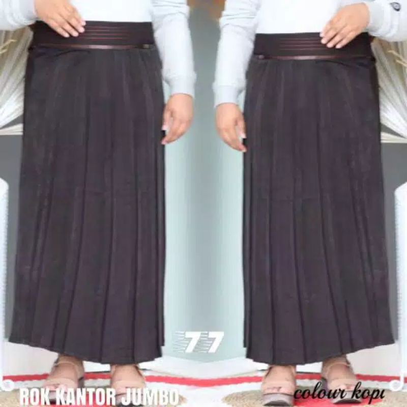 Rok Kantor Span Plisket Bawahan Wanita Kerja Bahan woll