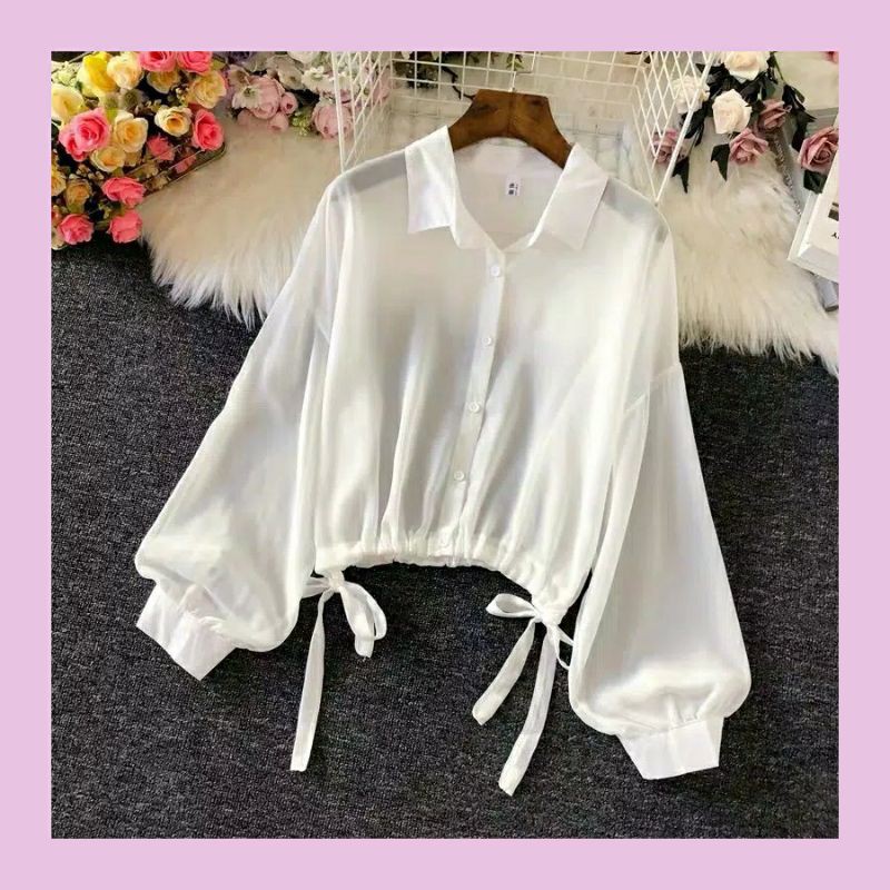 CEKIDOTDOOT| LILY OUTER | ATASAN WANITA | BAJU LUARAN | ATASAN PUTIH | TANGAN BALON | PAKAIAN WANITA