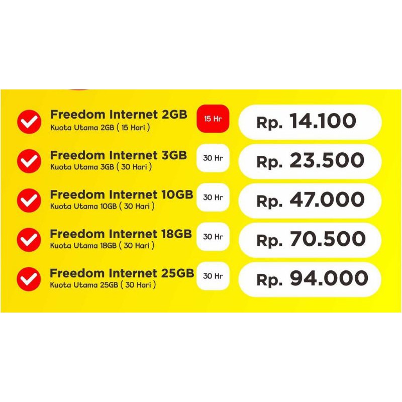 PAKET FREEDOM INDOSAT 2GB/3GB/10GB/18GB/25GB