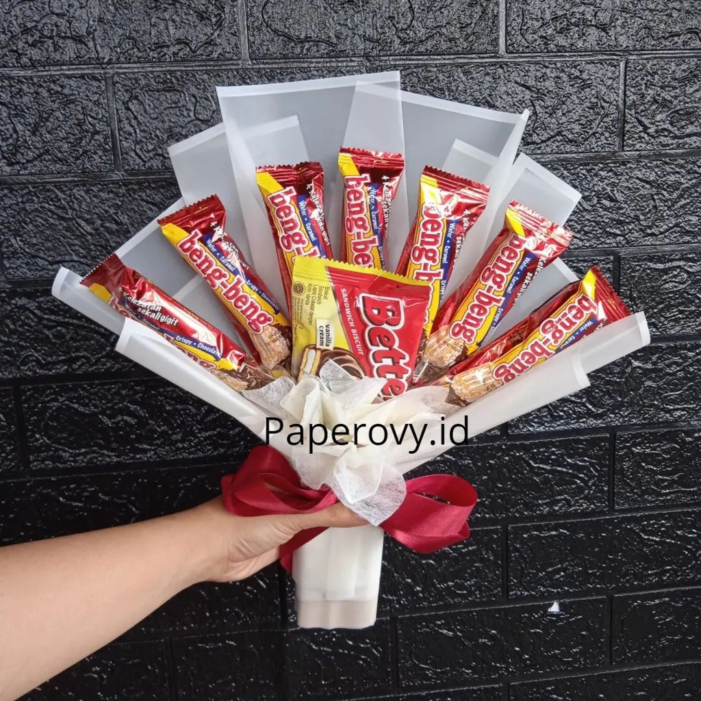 (Paperovy.id)  SNACK BOUQET SIMPLE SMALL 3 Buket bunga medium wisuda buket murah buket cantik buket 