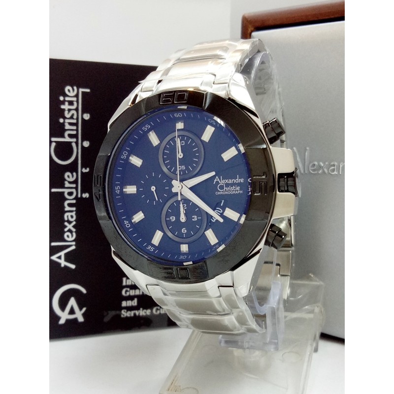 Jam Tangan Pria Alexandre Christie AC 6224 MC SVBL Original Stainless