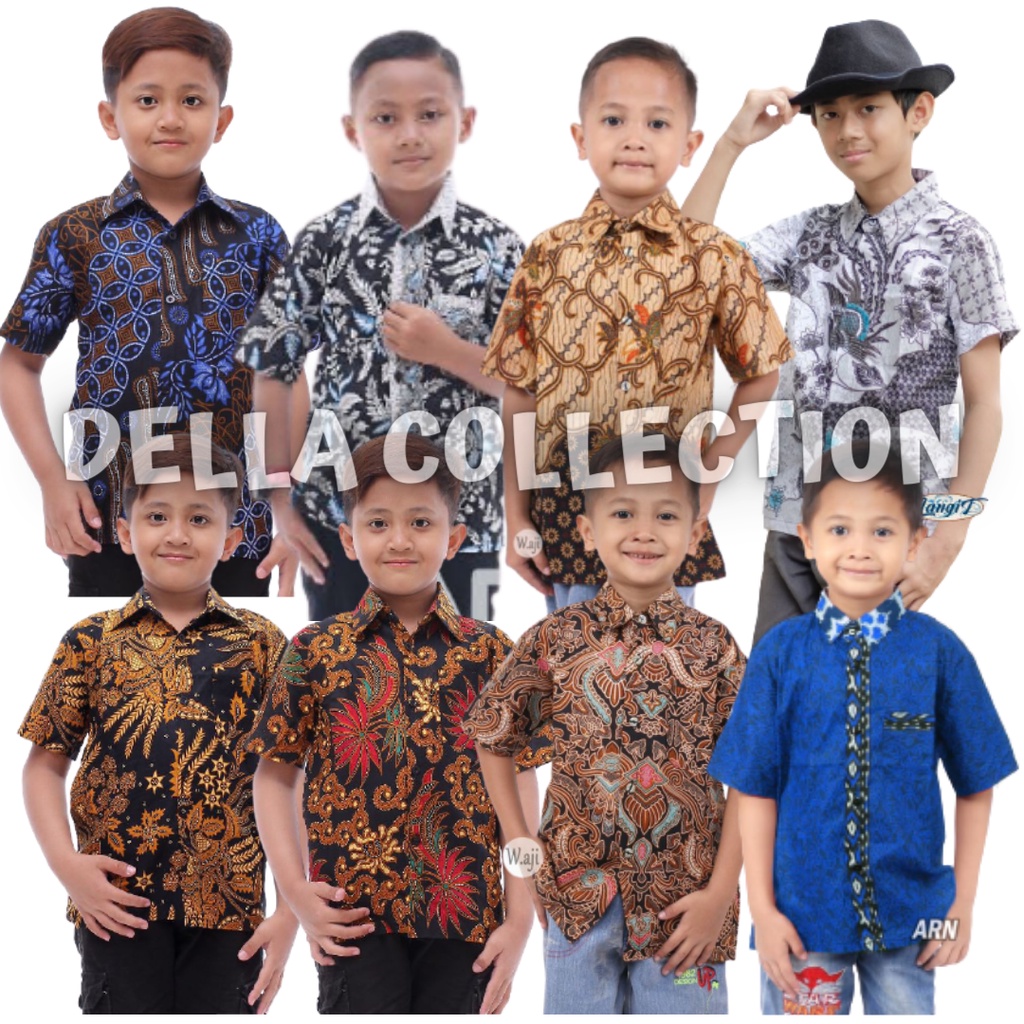 Kemeja Batik Anak Pendek Motif Manggar Kuning Usia 1-12 Tahun