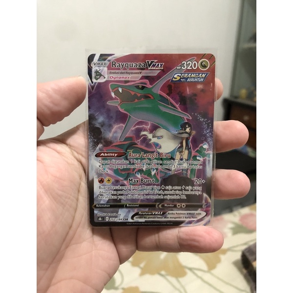 Kartu Pokemon TCG Rayquaza VMax CSR s8b VMax Klimaks Original Indonesia 1pcs Card Dragon Legend Naga