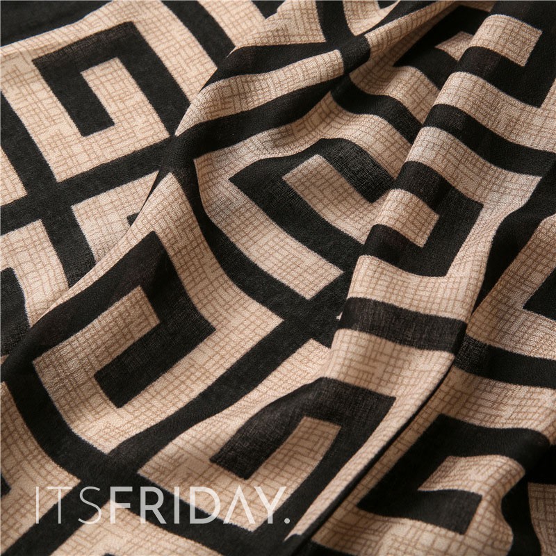 ITSFRIDAY VIOLETTA In BLACK Scarf  - Premium Pashmina Shawl Selendang Syal Pasmina Hijab Import Motif Clasic Geometri Brown Black