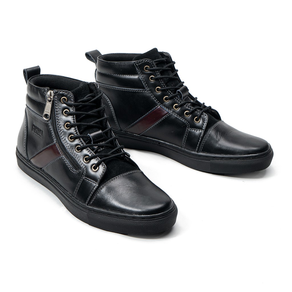 Sepatu Pria Casual Sneakers Kulit Asli Mahanta High Top Leather Q74