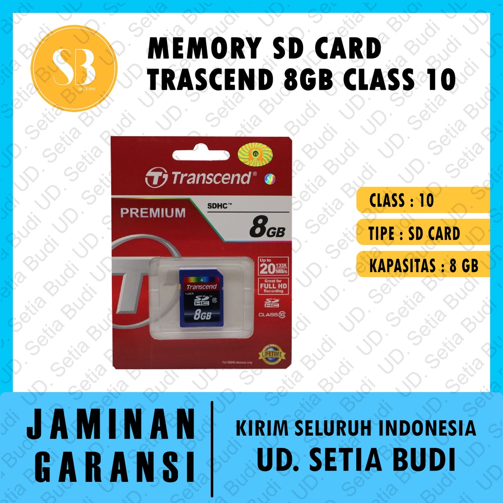 Memory SD Card Trascend 8GB Class 10 Asli