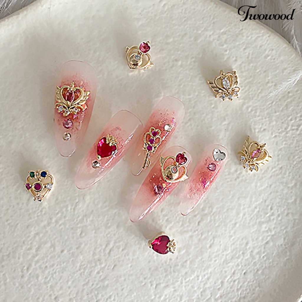 5pcs Ornamen Kuku 3D Bahan Zirkon Untuk Dekorasi Nail Art