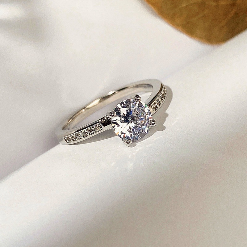 Cincin Lapis Silver Hias Kristal Kubik Zirconia Untuk Wanita