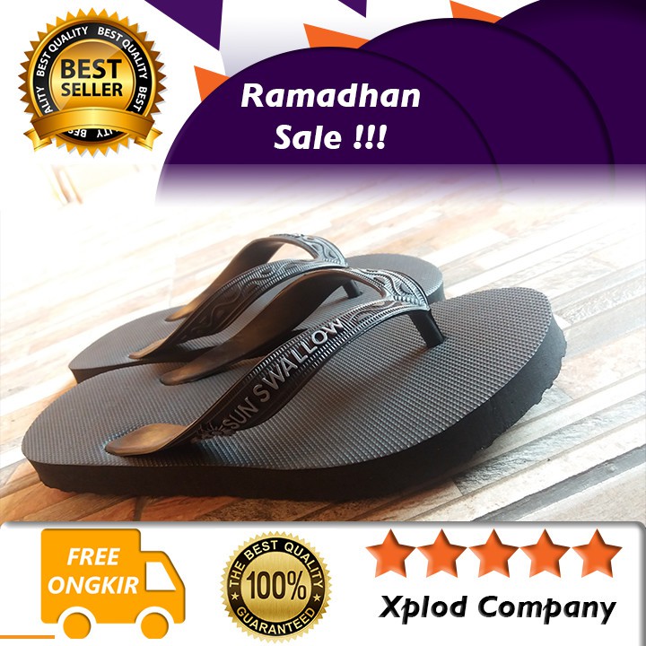 PREMIUM EDITION Sandal Jepit Hitam Polos Merk Sun Swallow Termurah dan Terlaris Promo 12 12-2