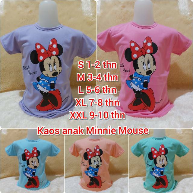  Kaos  anak  perempuan  Minnie Mouse Kaos  Katun anak  usia 1 