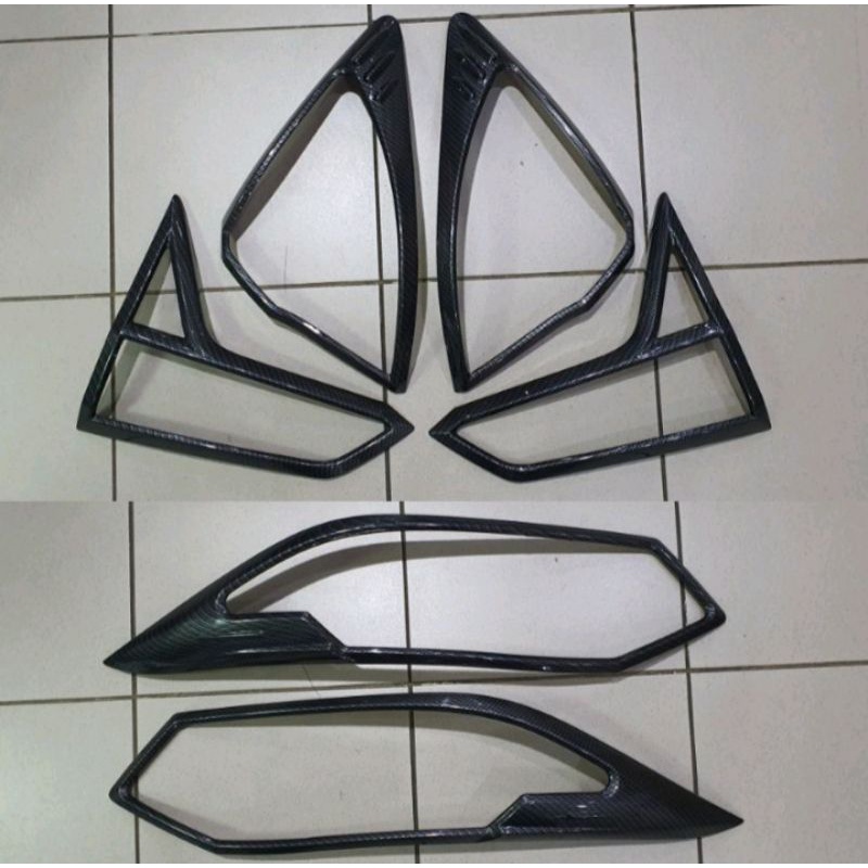 Paket Garnish List Lampu Mobil HRV Carbon