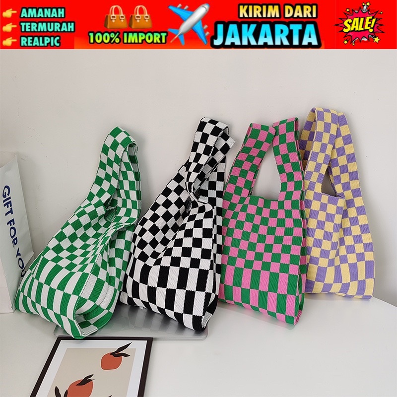 TI 3138 - BUFFOLLOW Vacay Tote Bag Motif Catur - Tas Bangkok Thailand Bufollow Bag - E1