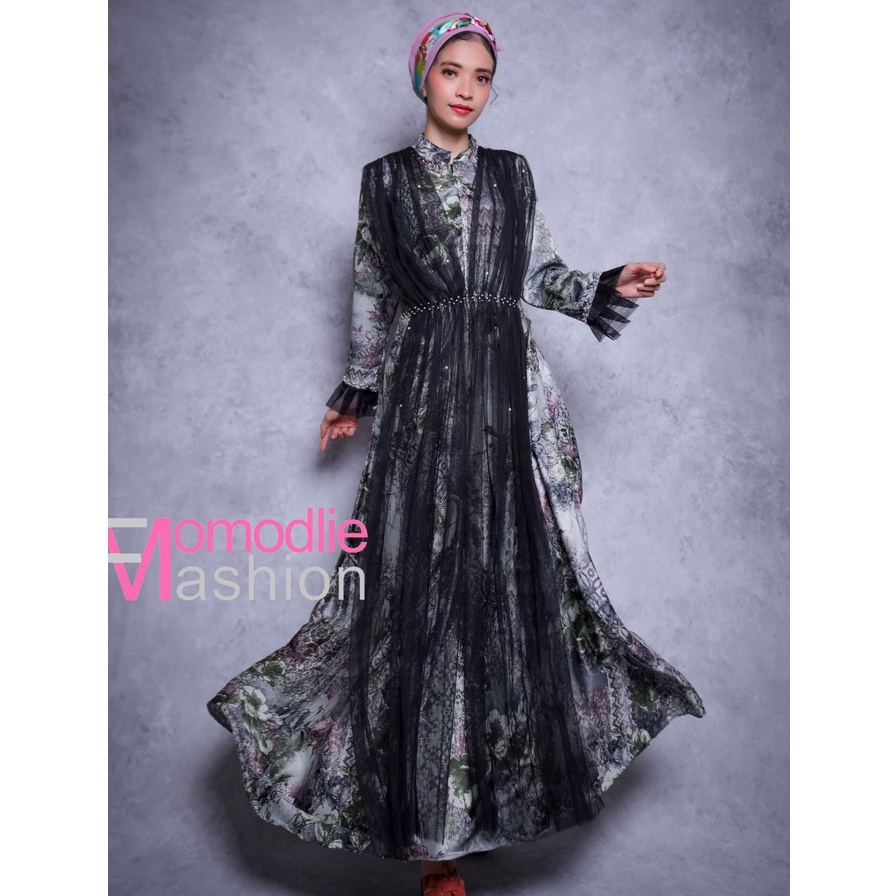 dress hitam, Outfit Kondangan, Gamis Best Seller, Humaira Dress Maxi by momodlie fashion