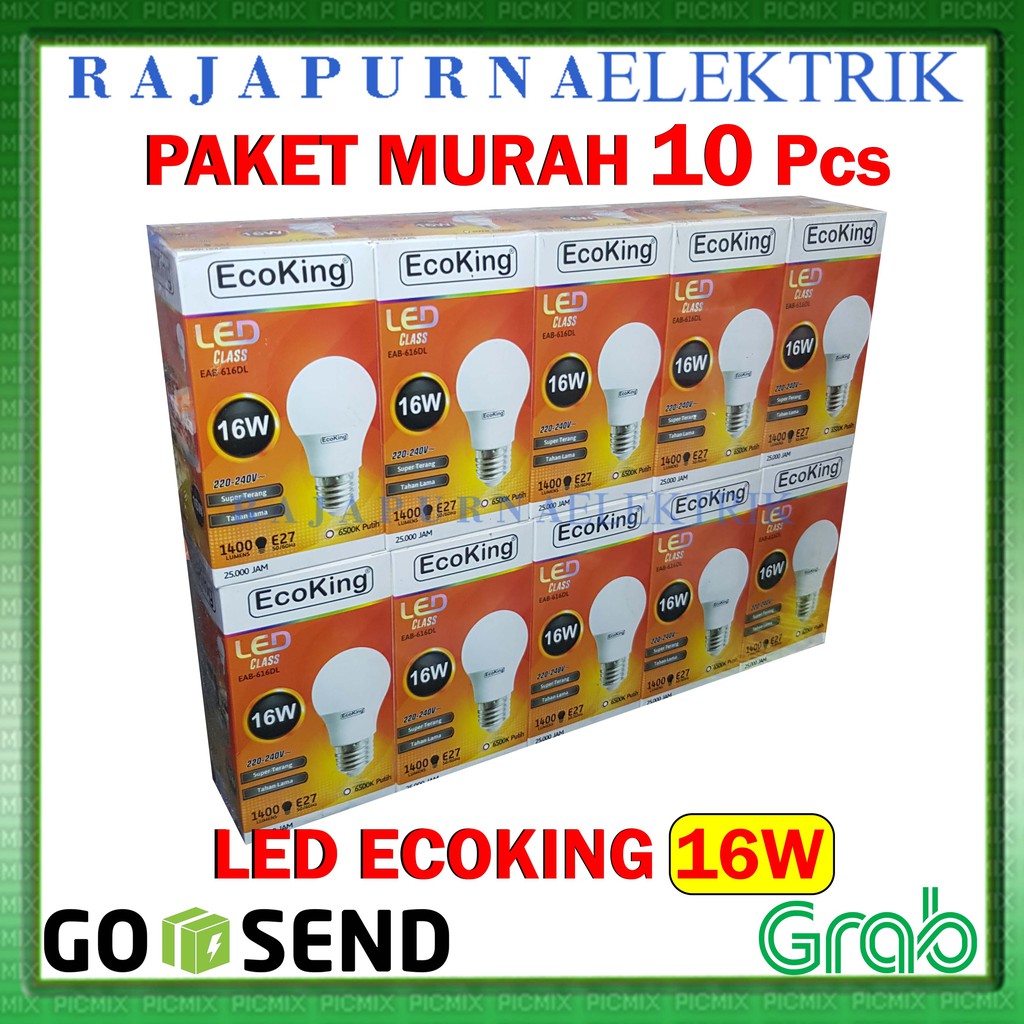 LAMPU LED 16W - 16 watt ECOKING SUPER TERANG - TAHAN LAMA (PAKET 10Pcs)