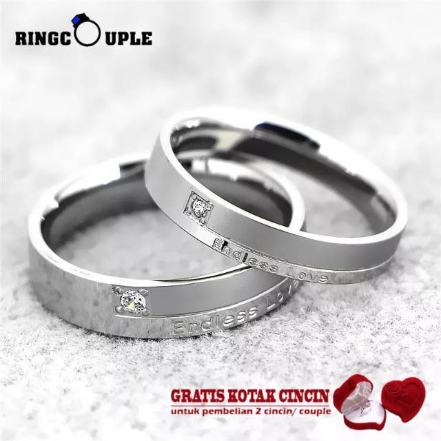 [JB011] Cincin Couple Titanium Original 100% Anti Pudar (GRATIS BOX)