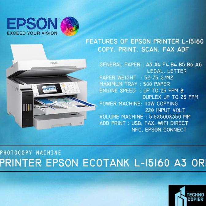 Mesin Printer Epson L15160 A3 Warna Ecotank Wifi Duplex All In One Ori Syahrilmarbun88