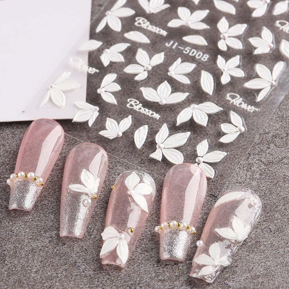 Mxbeauty Bunga Stiker Kuku Fashion Manicure Aksesoris Alfabet Inggris Daun Nail Art Dekorasi