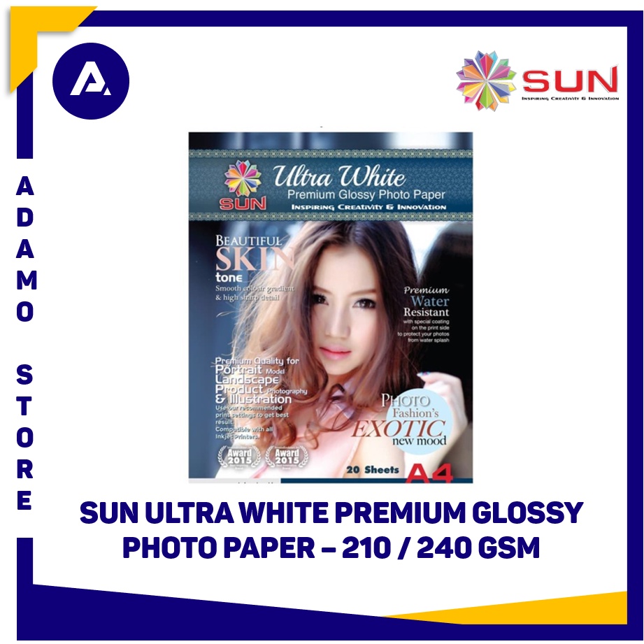 Kertas Foto A4 Sun Ultra White Premium Glossy Photo Paper A4 (210 240 gsm)