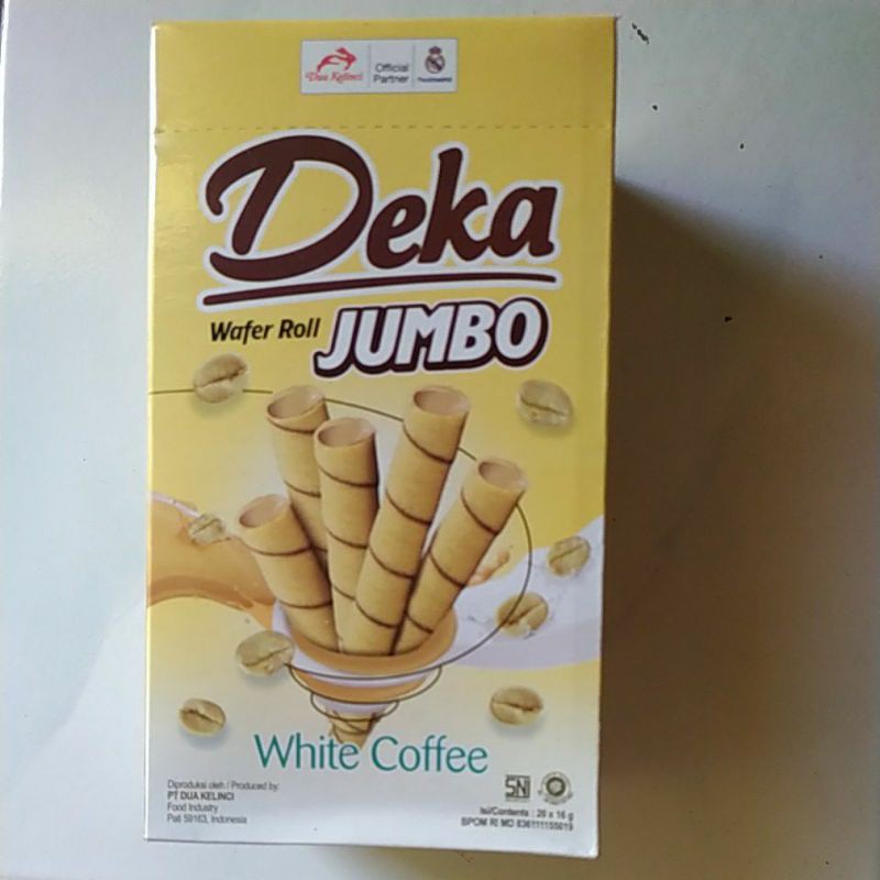 

Deka Wafer Roll White Coffee Jumbo 20x16g Jajanan Hits