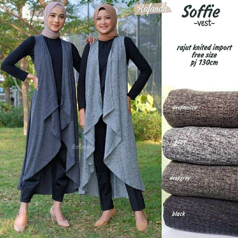 Soffie Vest, VEST RAJUT WANITA JUMBO FIT XXL Ld 100-120 BAHAN RAJUT IMPORT TERMURAH KEKINIAN OOTD SUPER CANTIK TERLARIS