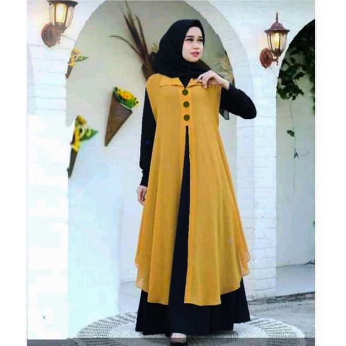 Outer Ceruty Babydoll Premium Tanpa Lengan Cardigan Wanita Muslim Jumbo Lekbong Terbaru 2021 By Zam