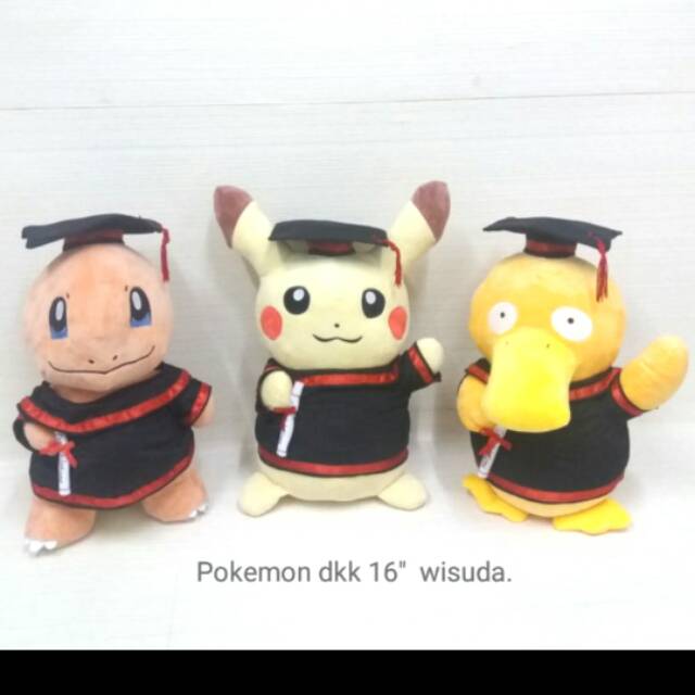 Boneka toga wisuda charmander pokemon pikachu duck bebek graduate graduation impor kampus