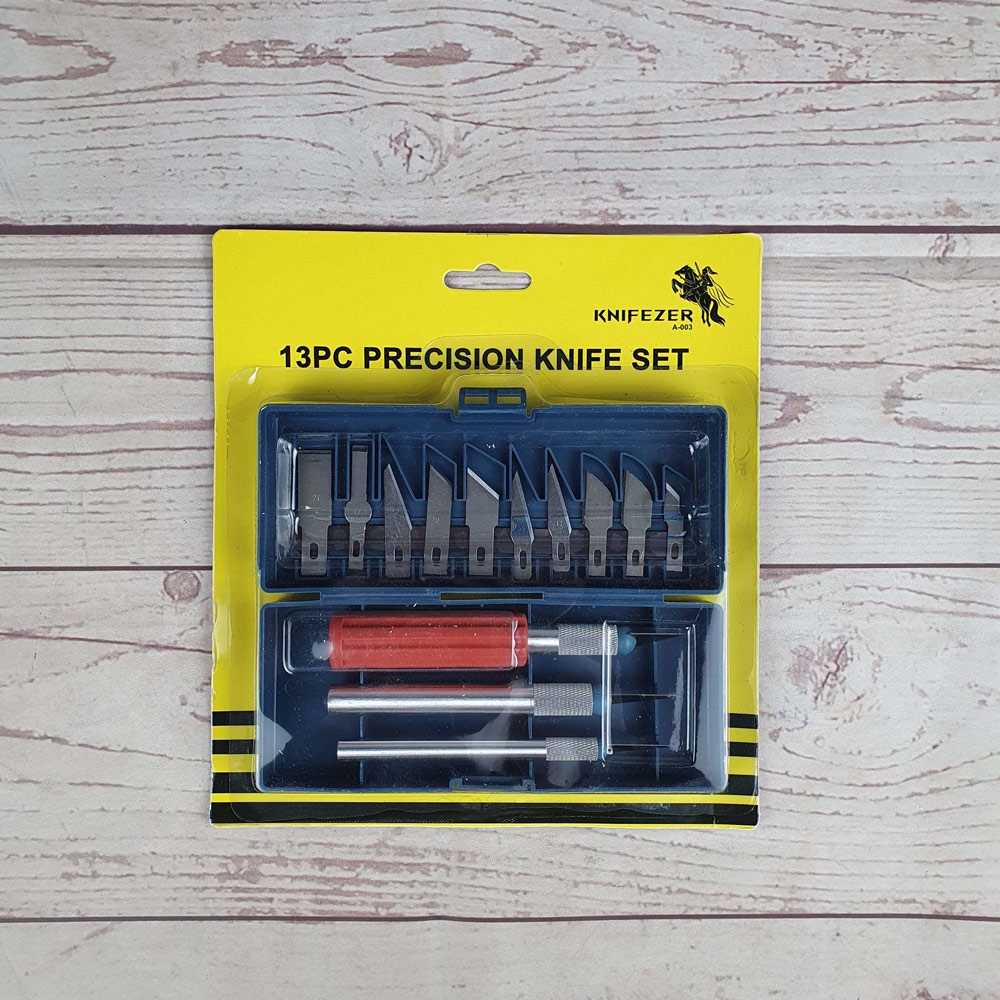 Set Pisau Ukir Seni 13 in 1 Crafting Art Knife with 3 Handle