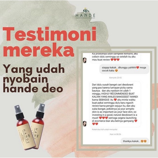 HANDE refreshing natural deodorant 60ml bpom murah pengharum ketiak ketek penghilang bau badan decant share in jar bottle travel mini full size travelling harum wangi tawas deodoran deo