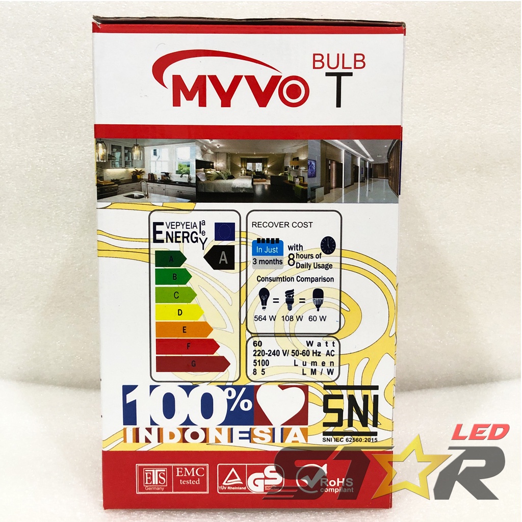 Lampu MYVO King's Bulb T LED 50 Watt 60 Watt Lampu Bohlam LED Murah Irit Hemat Energi Awet Tahan Lama STAR LED
